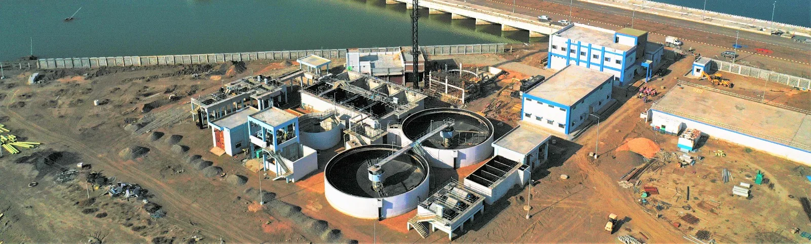 Panoramic view of Dholera sewage-treatment infrastructure