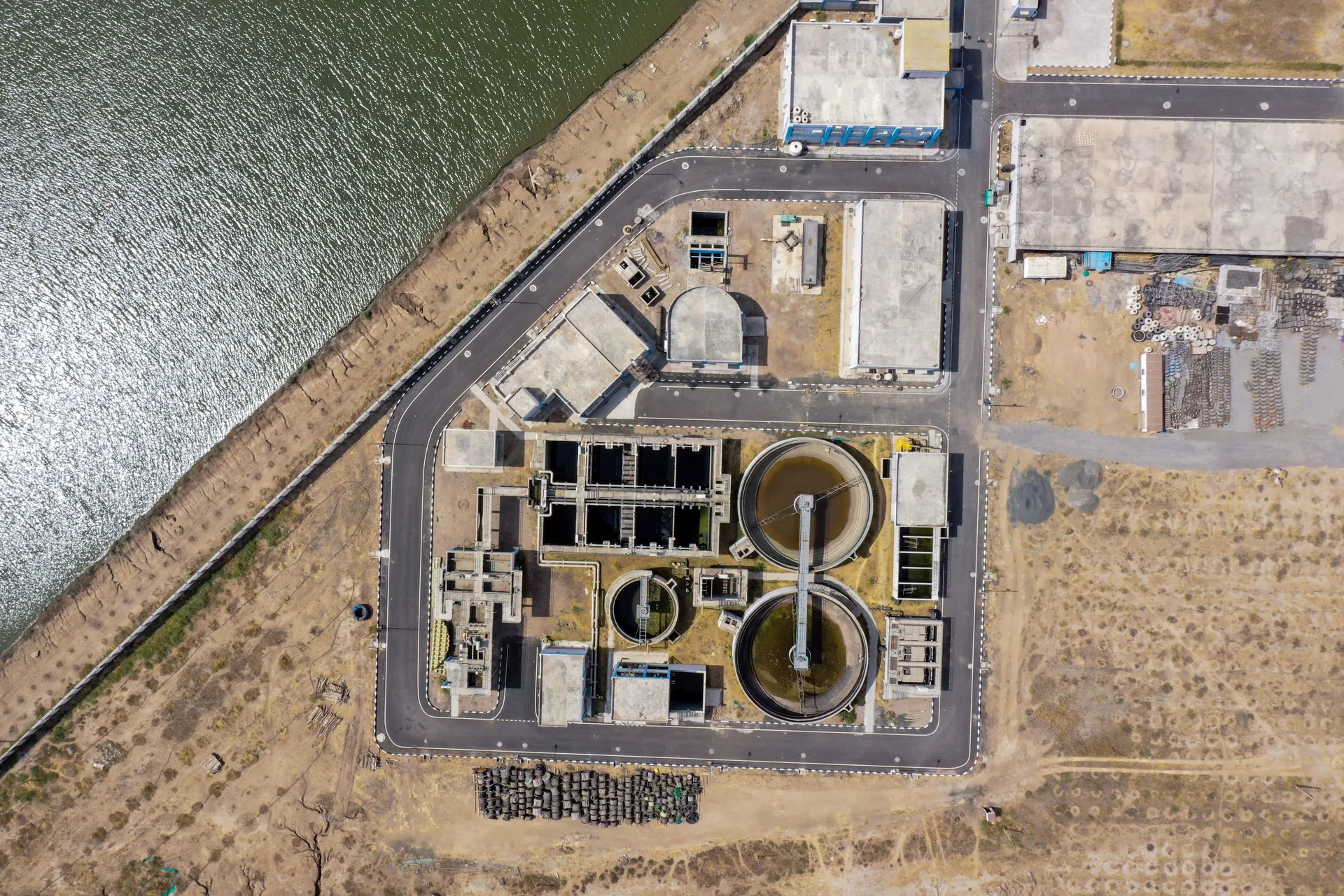 Treatment basins at Dholera Sewage Treatment Plant