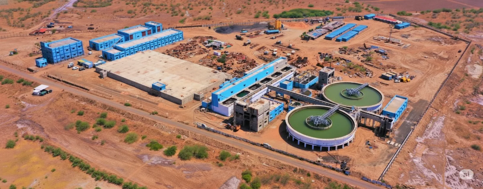Wide view of Dholera water-treatment infrastructure