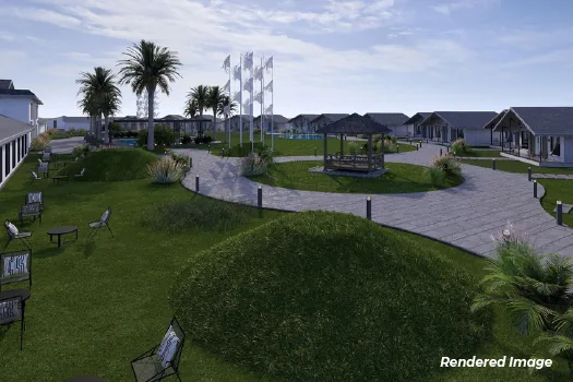 Aerial concept of tented event accommodation in Dholera