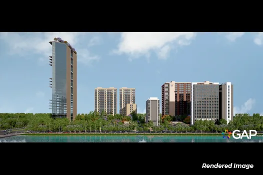 Concept visual of a planned mixed-use complex in Dholera