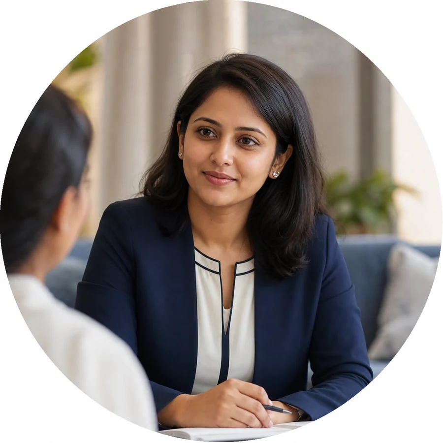 Client relations advisor speaking with a property buyer